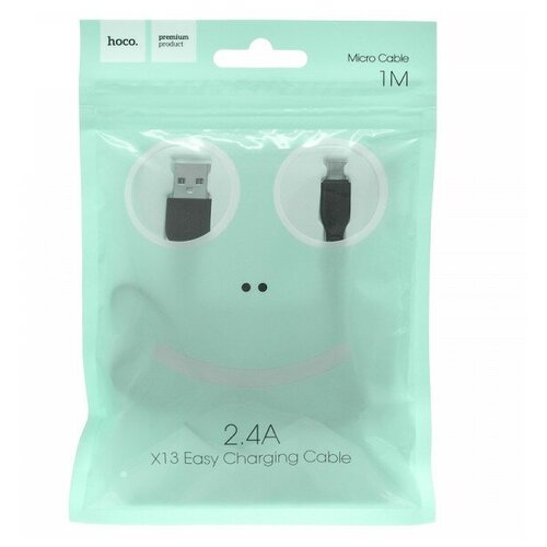 Data кабель USB HOCO X13 micro usb, 1 метр, черный data кабель usb hoco x86 micro usb 2 4a 1 метр черный