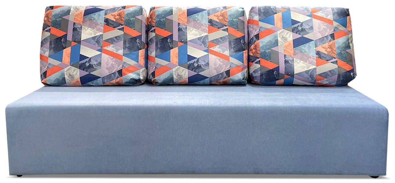 Прямой раскладной диван “Каир” 187х87х85 см, механизм еврокнижка, голубой велюр