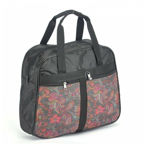 Сумка дорожная Дизайн-Удача, 1отд, 1внутр+ 2внеш карм, черный/розовый (узор) 225683