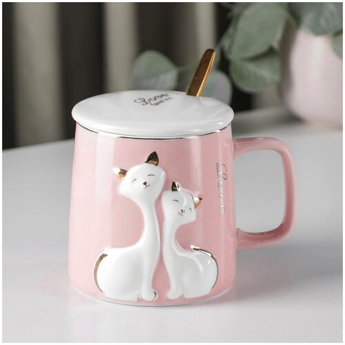 Кружка с крышкой и ложкой 