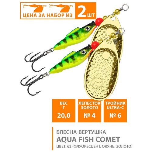 Блесна вертушка для рыбалки AQUA Fish Comet-4 20g цвет 62 2шт