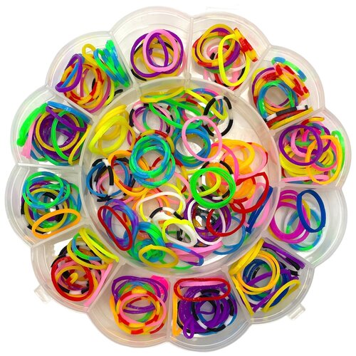 Набор для плетения браслетов. Цветные, двухцветные резиночки ассорти 