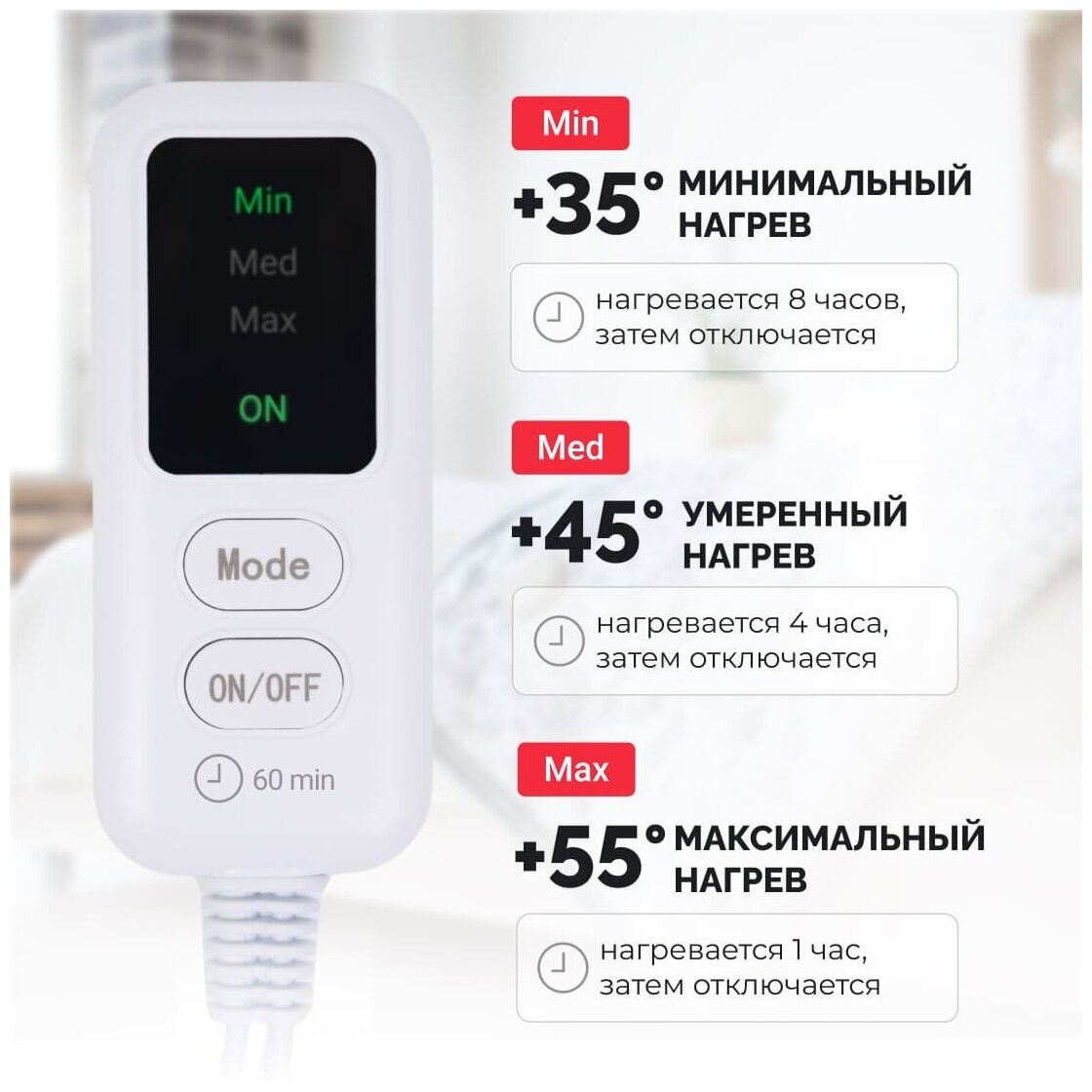 Электропростынь EcoSapiens Sofy квадраты 150х120 см S276