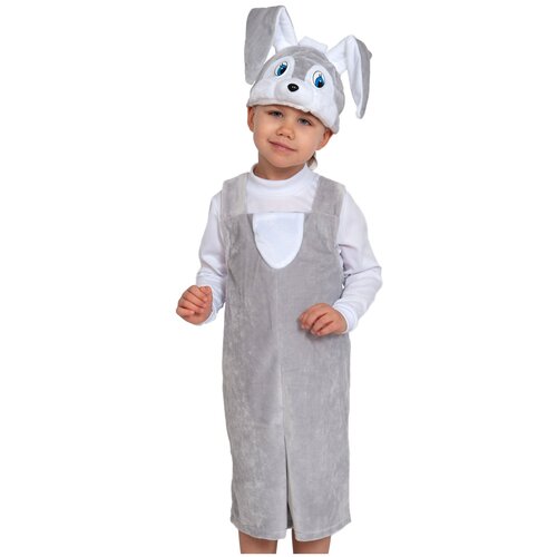 Костюм детский Зайчик серый плюш (122-134) детский костюм зайчик 8898 104 122 см