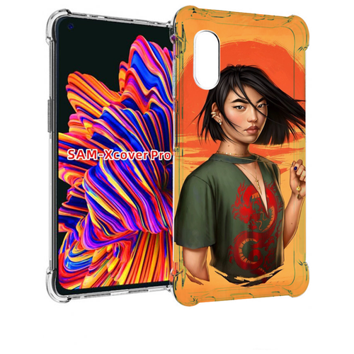 Чехол MyPads девушка-в-оранжевом-фоне женский для Samsung Galaxy Xcover Pro 1 задняя-панель-накладка-бампер