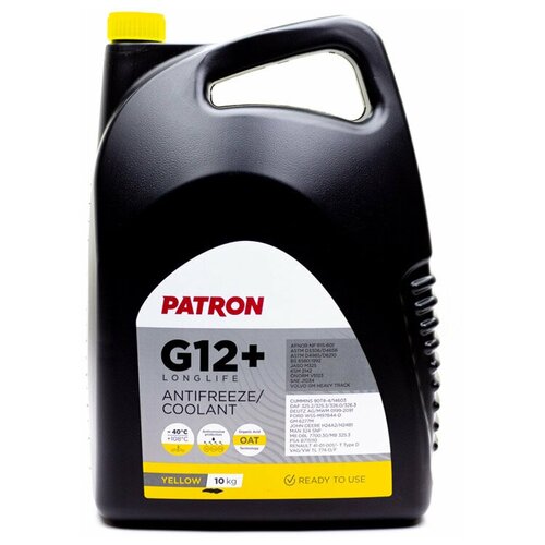 Антифриз PATRON желтый G12+ LONG LIFE, (-40C), 10 кг