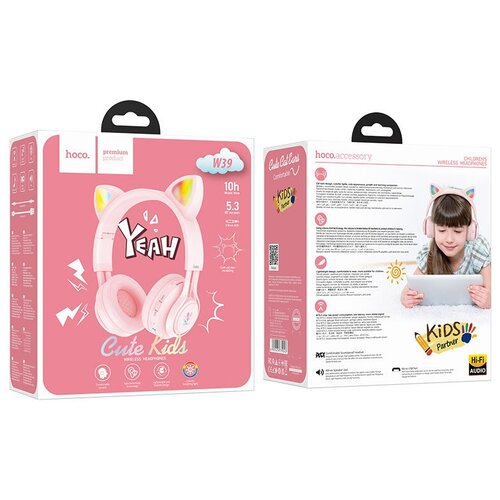 Наушники беспроводные полноразмерные Hoco W39 розовый 120500₽