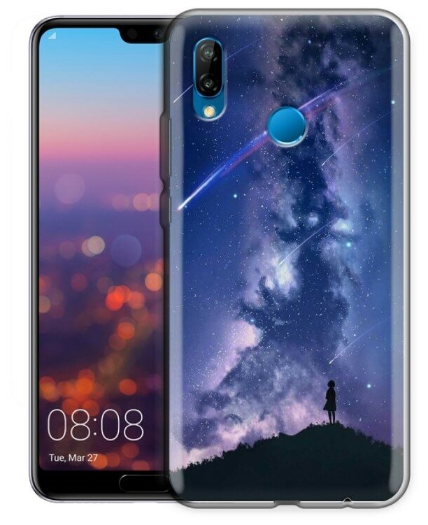 Дизайнерский силиконовый чехол для Хуавей Р20 лайт / Huawei P20 Lite Галактика