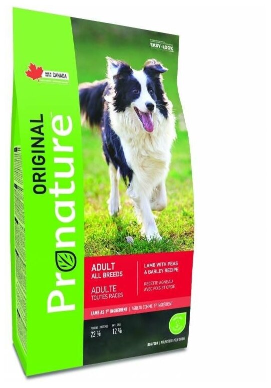 Pronature Original корм для собак всех пород ягненок, горох, ячмень