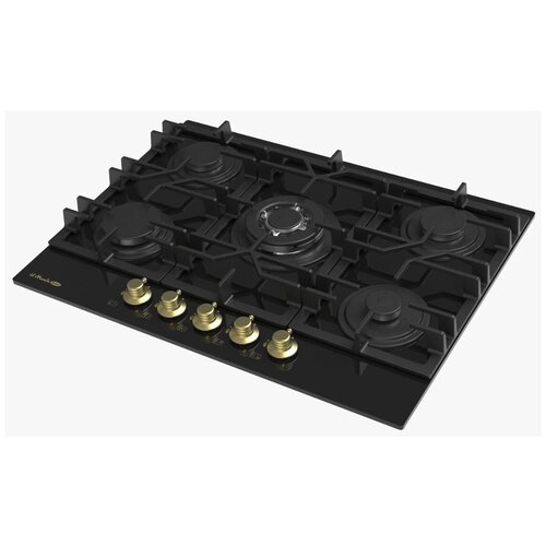 Встраиваемая варочная поверхность газовая 70см Газ-контроль Электроподжиг WOK - конфорка Закалённое стекло il Monte BH-709G-BLACK-RUSTICO 1934400₽