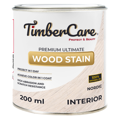 Масло для дерева и мебели TimberCare Wood Stain, быстросохнущие масла для дерева, пропитка для дерева для внутренних работ, Классический махагон 0.2 л