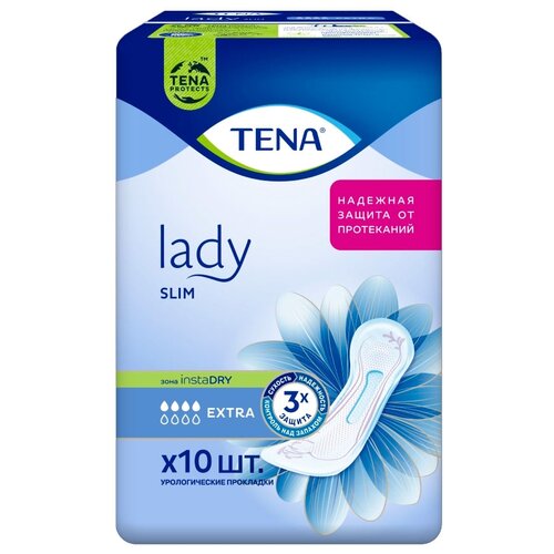 Урологические прокладки TENA Lady Slim Extra, 4 капель, 10 шт.
