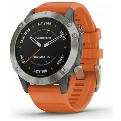 Часы GARMIN Fenix 6 Sapphire Titanium GrayOrange Band Часы GARMIN fenix 6 SapphireTi Gray wOrange BandGPS 010-02158-14 11985900₽