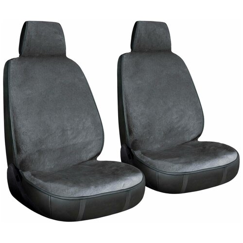 Накидка на сиденье автомобиля / чехлы для автомобильных сидений меховые серый (2 шт.)