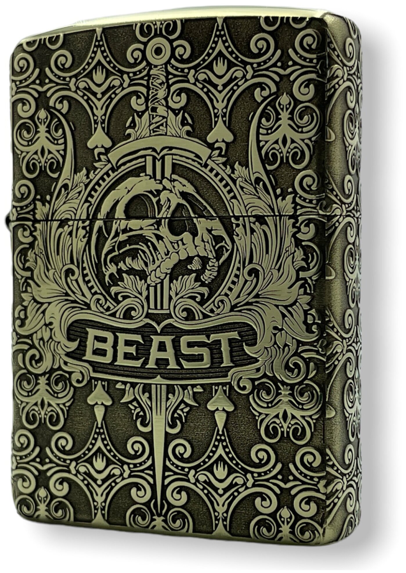 Зажигалка бензиновая Zippo Armor с гравировкой Beast - фотография № 1