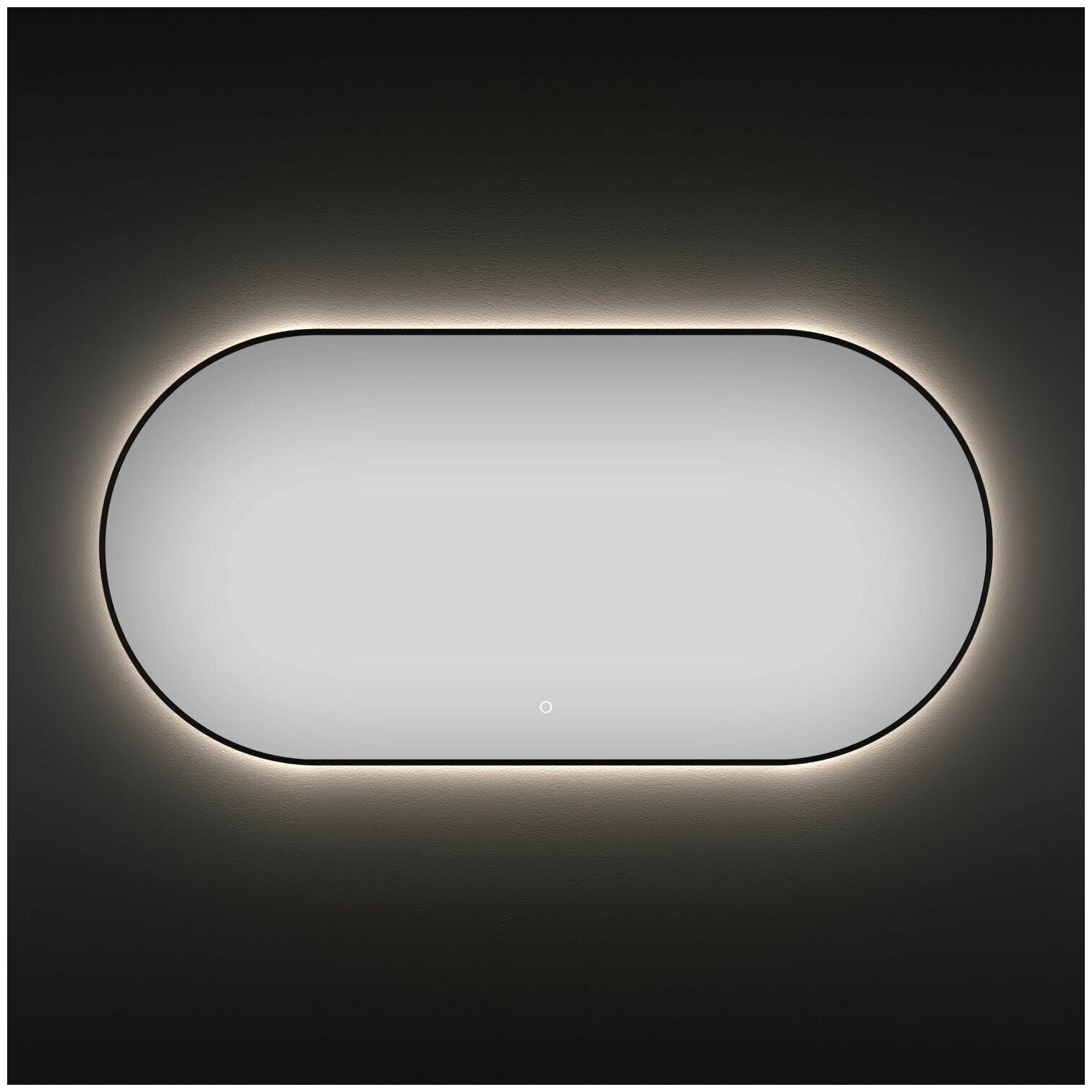 Настенное зеркало в ванную с подсветкой Wellsee 7 Rays' Spectrum 172201550 : влагостойкое большое зеркало 100х55 см с черным матовым контуром