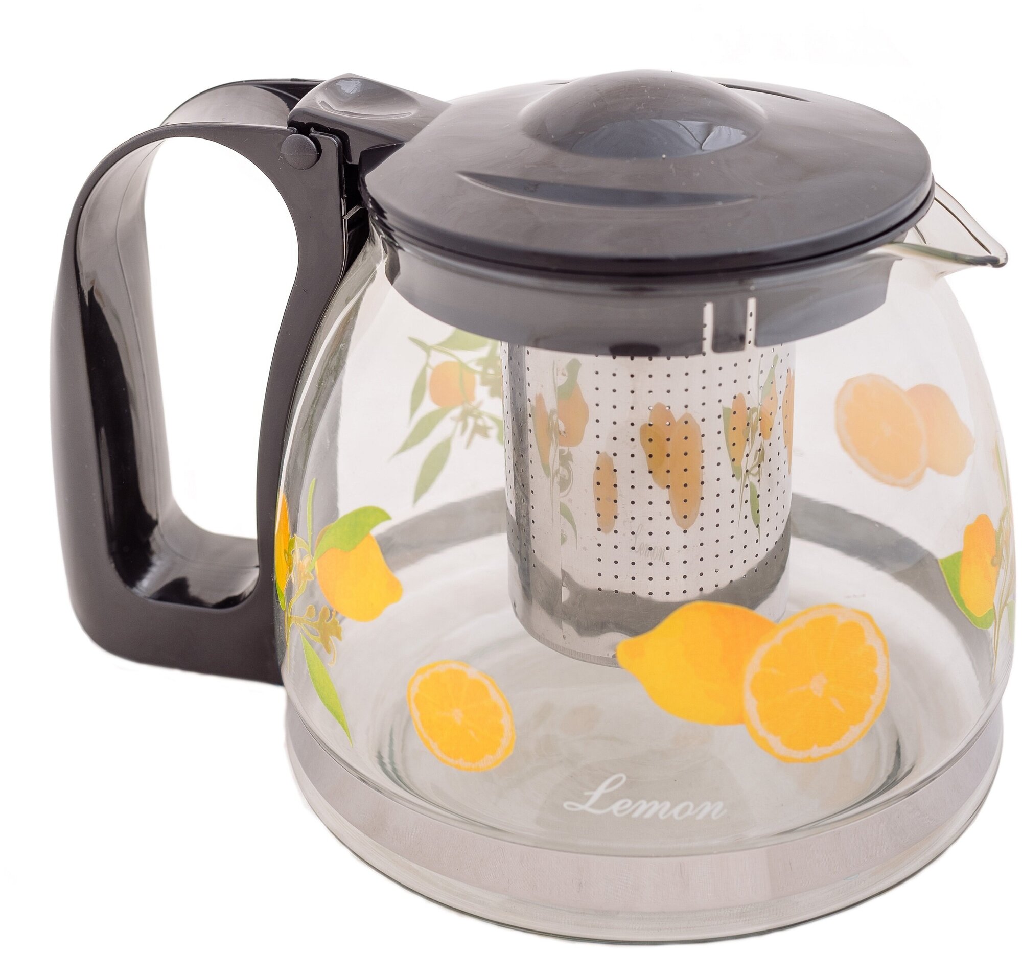 фото Заварочный чайник 1250мл Жаропрочное стекло, деколь, метал. фильтр 3307