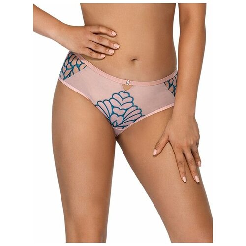 фото Трусики-слипы с контрастной бирюзовой отделкой ava | телесный | l ava lingerie