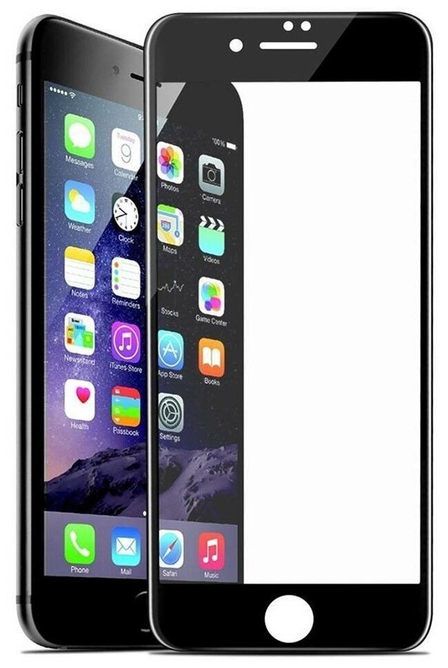 20D защитное стекло iPhone 6/6s (Черное) c олеоф. напылением, закругленное/айфон 6 6с с полной проклейкой