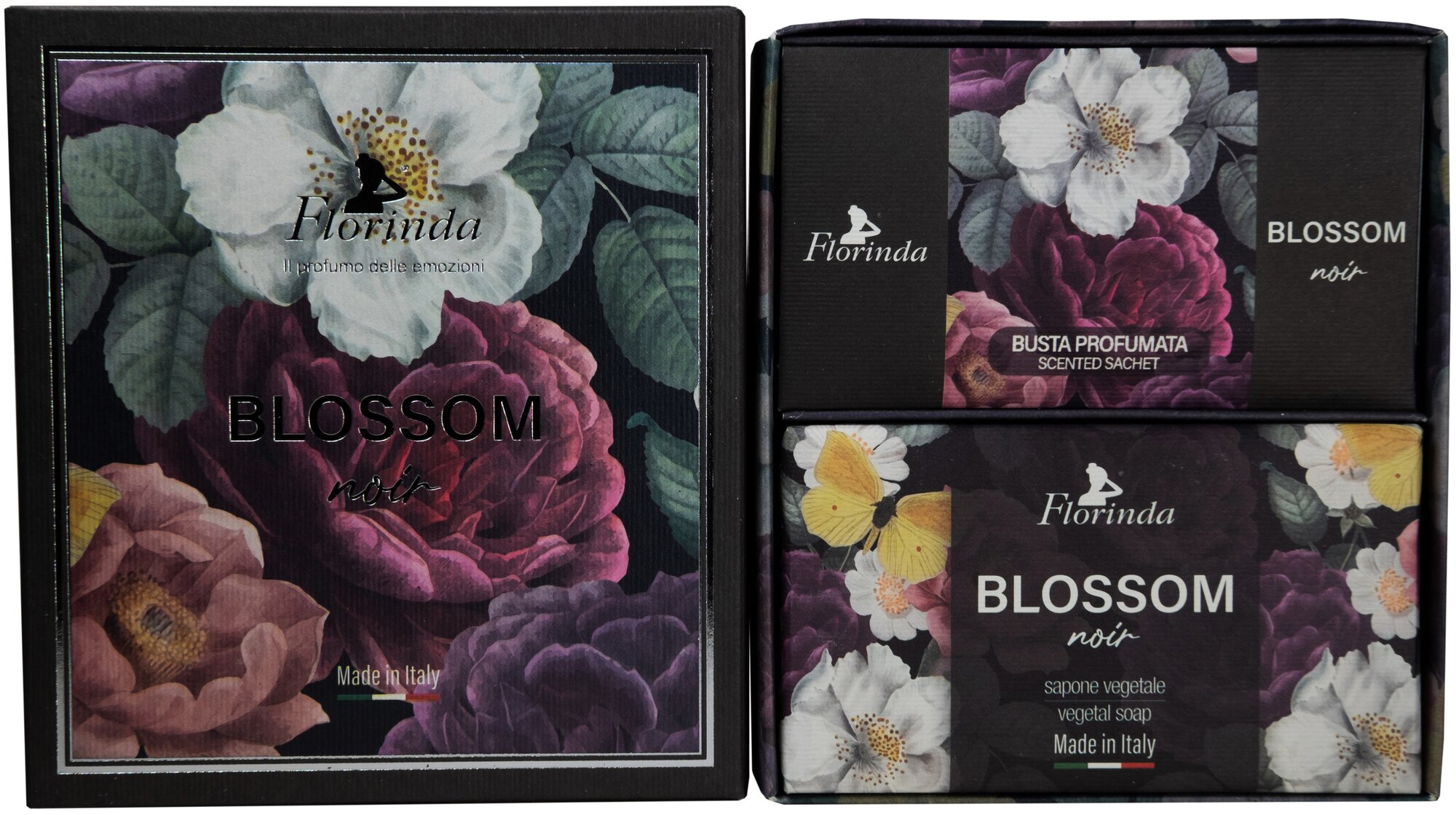 Набор подарочный Florinda Таинственный сад Черные цветы (мыло + ароматические саше 3 шт)