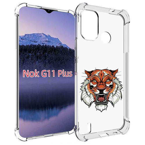 Чехол MyPads оранжевый седой тигр для Nokia G11 Plus задняя-панель-накладка-бампер