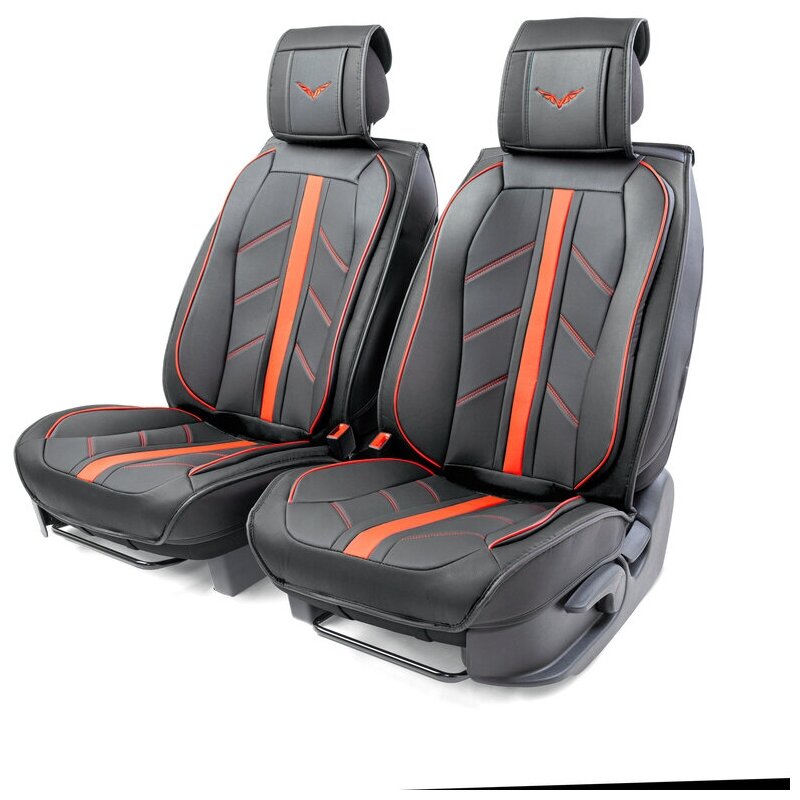 Каркасные 3D накидки на передние сиденья "Car Performance" 2 шт экокожа CUS-3012 BK/BK