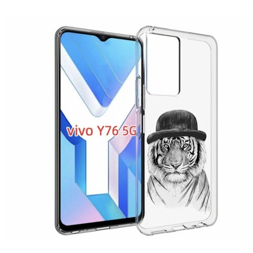 Чехол MyPads тигр британец для Vivo Y76 5G задняя-панель-накладка-бампер