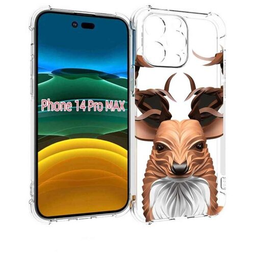 Чехол MyPads 3D-олень для iPhone 14 Pro Max задняя-панель-накладка-бампер чехол mypads розовый олень абстракция для iphone 14 pro max задняя панель накладка бампер