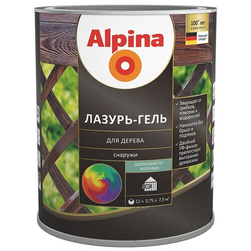 ALPINA лазурь-гель для дерева шелковисто-матовый, колеруемый (10л)