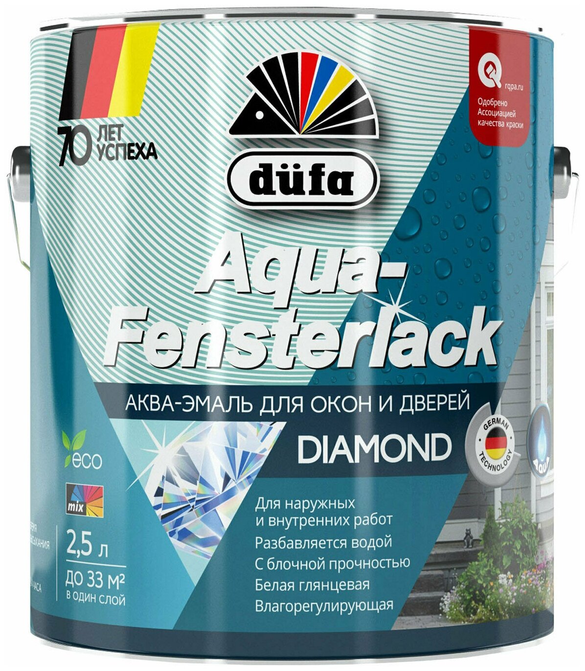 Аква эмаль для окон и дверей Dufa Aqua-Fensterlack глянцевая (2,5л)