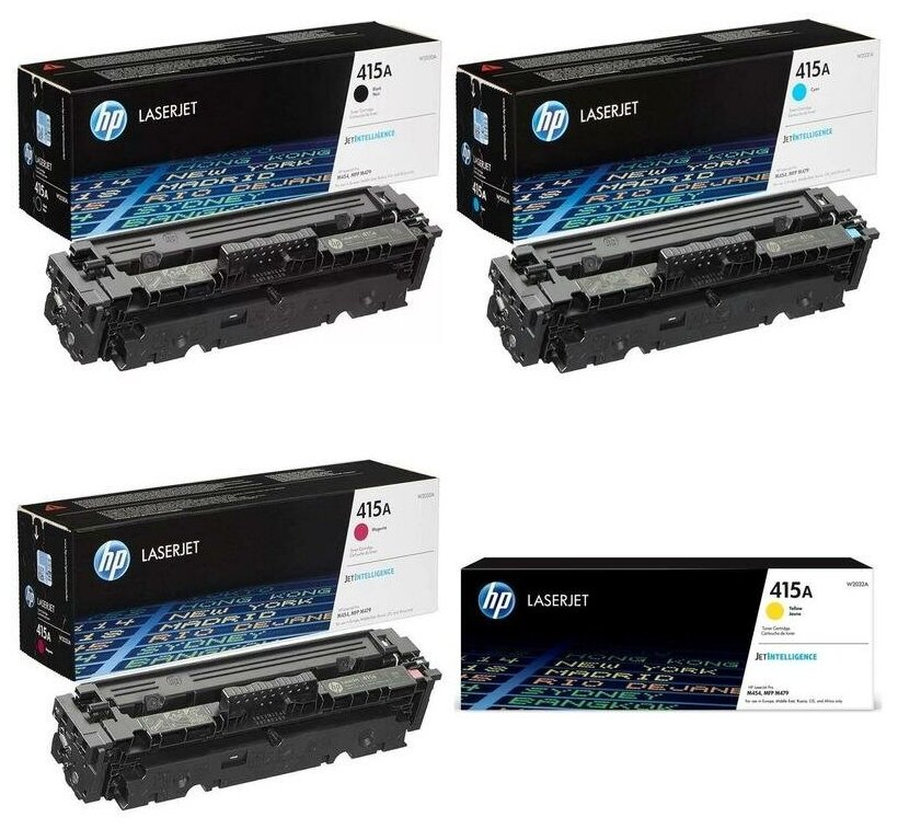 HP Картриджи комплектом HP W2032A-W2033A-W2031A-W2030A 415A полный набор