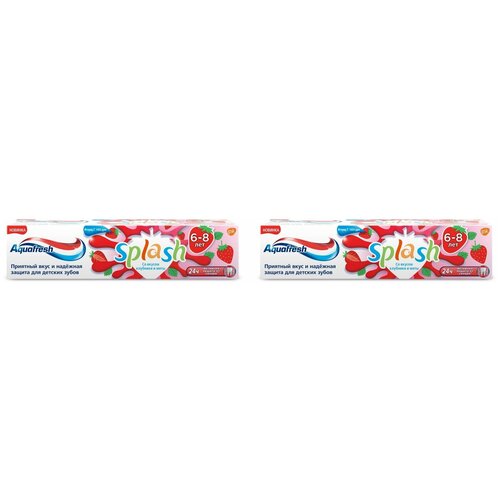 Купить Аквафреш Зубная паста Детская Splash со вкусом клубники и мяты (6- 8 лет), 50 мл- 2 шт, Aquafresh