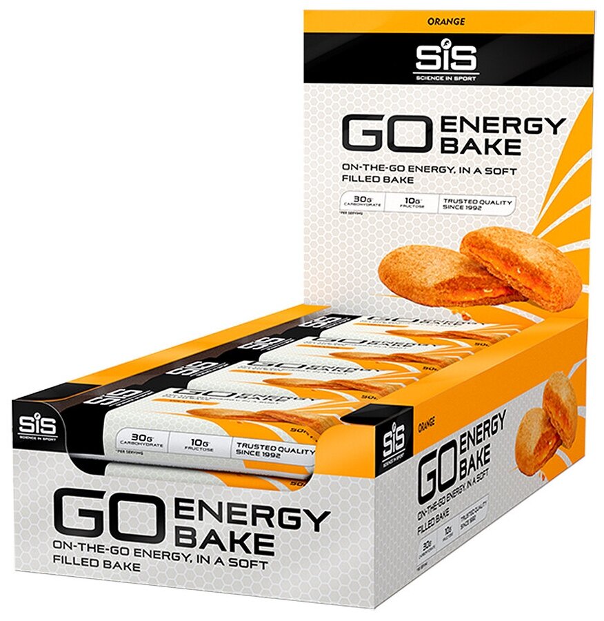 SiS, Углеводный энергетический батончик с начинкой GO Energy BAKE, упаковка 12шт по 50г (Апельсин)