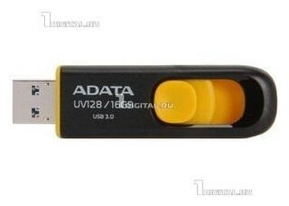 Накопитель ADATA 16GB DashDrive UV128 черный/желтый USB 3.1 Flash Drive (AUV128-16G-RBY)