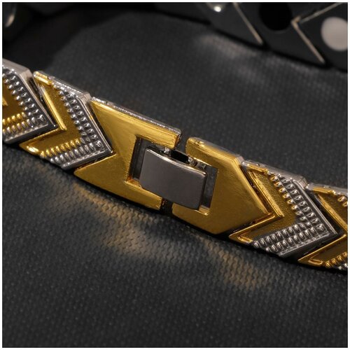 фото Браслет мужской "цепь" галочки, цвет серебряно-золотой, 21 см queen fair