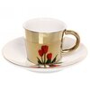 Кофейная пара (зеркальная кружка 90мл+блюдце) анаморфный дизайн «Тюльпаны красные» - изображение