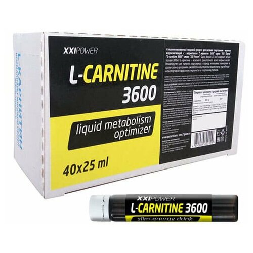 фото L-карнитин xxi l-carnitine 3600, 40 ампул по 25мл / жиросжигатель для похудения женщин и мужчин xxi power
