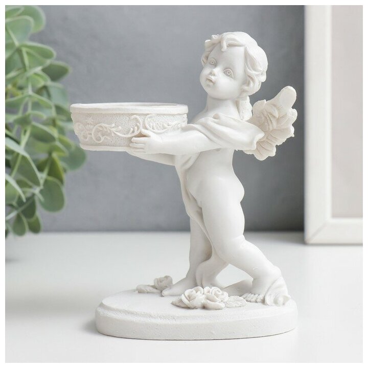 фото Подсвечник полистоун "Белоснежный ангел" 12,5х10х5,8 см 7656082
