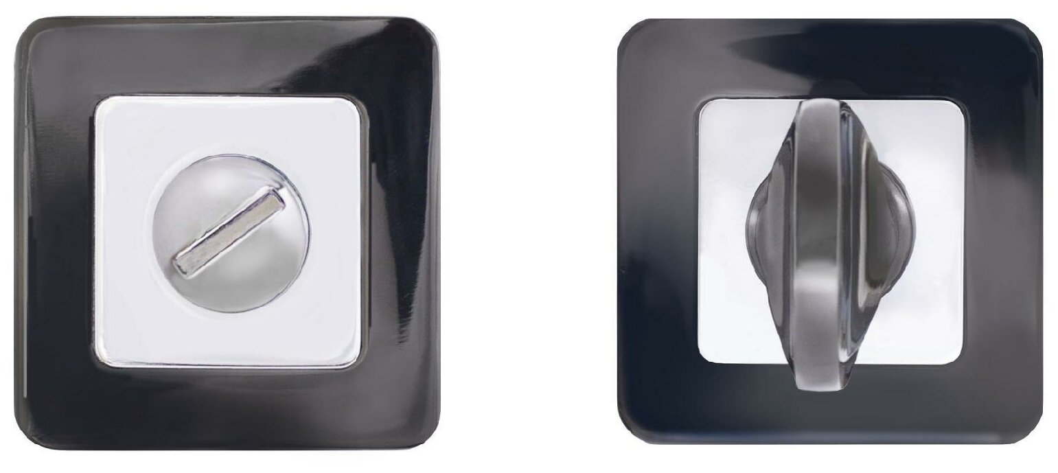 Сантехническая завертка-фиксатор WC для межкомнатных дверных защелок, замков, задвижек аллюр АРТ BK-S1 BT/CP(41142), цвет черный титан