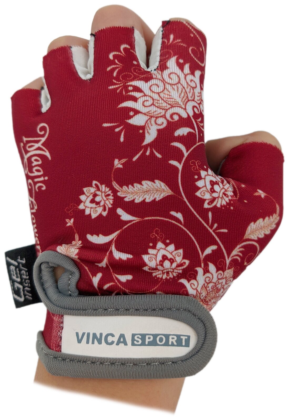 Велоперчатки Vinca sport Волшебные цветыкрасные VG 959 magic flowers 