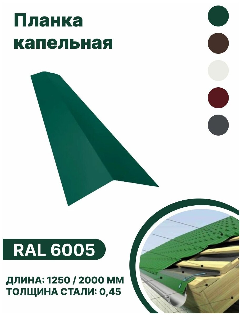 Капельная планка RAL 6005 2000мм 4 шт в упаковке