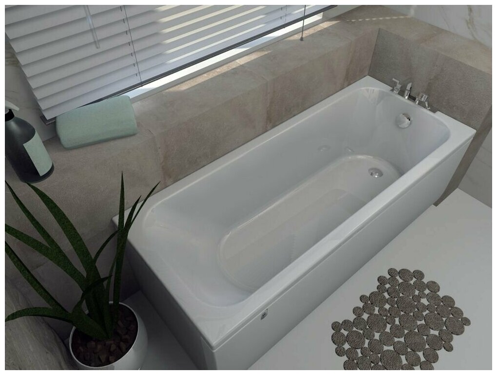 Акриловая ванна прямоугольная 2в1 HusKarl THOR 170х70 белая на каркасе из 100% литьевого акрила