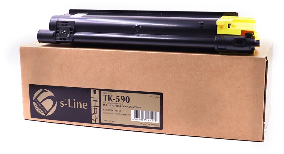 Тонер-картридж булат s-Line TK-590Y для Kyocera FS-C2026MFP, FS-C2126MFP, FS-C2526MFP, FS-C2626MFP (Жёлтый, 5000 стр.)