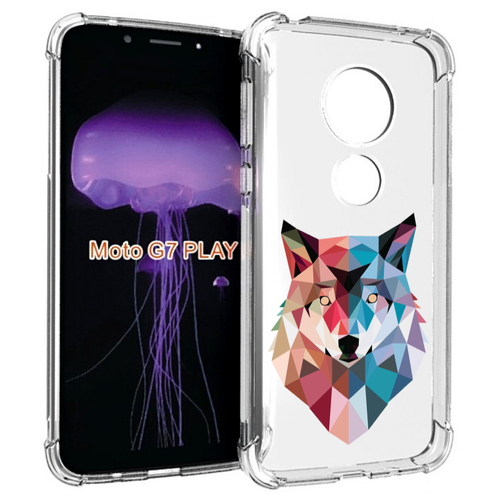 Чехол MyPads Геометрический-волк для Motorola Moto G7 Play задняя-панель-накладка-бампер