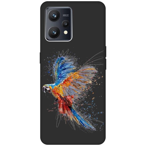 Матовый Soft Touch силиконовый чехол на Realme 9 / Рилми 9 с 3D принтом Colorful Parrot черный матовый soft touch силиконовый чехол на realme 9i рилми 9и с 3d принтом colorful parrot черный