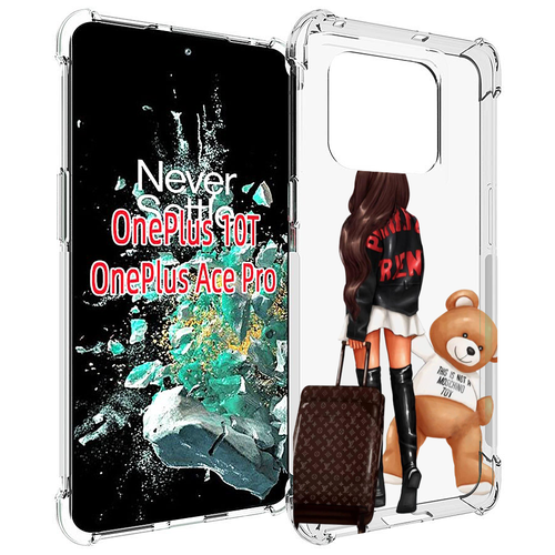 Чехол MyPads девушка-с-модным-чемоданом женский для OnePlus 10T задняя-панель-накладка-бампер