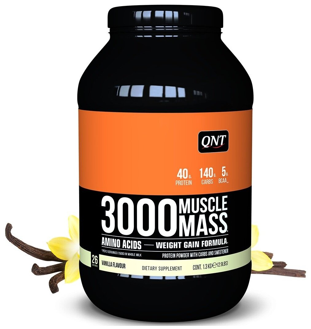 Гейнер QNT MUSCLE MASS 3000 1300 г, Ваниль