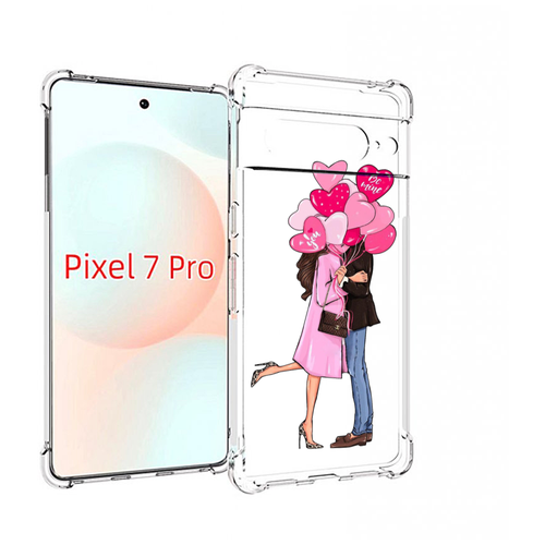 Чехол MyPads девушка-с-парнем-сердечки женский для Google Pixel 7 Pro задняя-панель-накладка-бампер