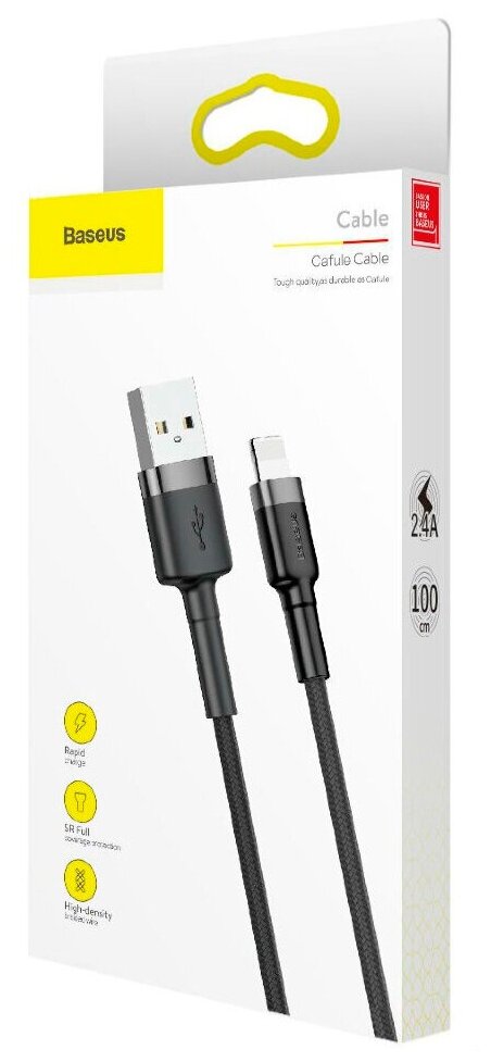 CALKLF-BG1 Baseus Baseus cafule Cable USB For lightning 2.4A 1M Gray+Black