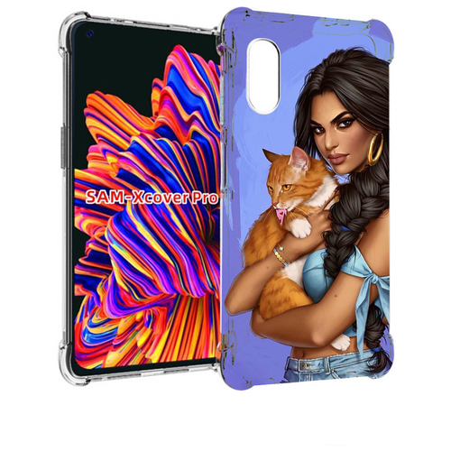 Чехол MyPads девушка-красивая-с-синим-фоном женский для Samsung Galaxy Xcover Pro 1 задняя-панель-накладка-бампер